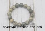 CGB6877 10mm, 12mm greeting pine jasper beaded bracelet with alloy pendant