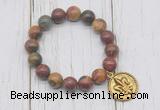 CGB6882 10mm, 12mm picasso jasper beaded bracelet with alloy pendant