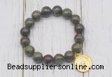 CGB6885 10mm, 12mm dragon blood jasper beaded bracelet with alloy pendant