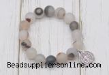 CGB6892 10mm, 12mm matte montana agate beaded bracelet with alloy pendant