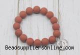 CGB6901 10mm, 12mm matte red jasper beaded bracelet with alloy pendant