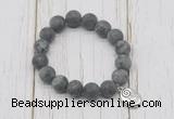 CGB6909 10mm, 12mm matte black labradorite beaded bracelet with alloy pendant