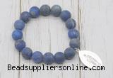 CGB6911 10mm, 12mm matte lapis lazuli beaded bracelet with alloy pendant