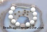 CGB6935 12mm round white howlite & rose quartz adjustable bracelets