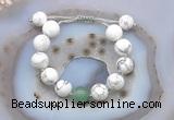 CGB6936 12mm round white howlite & green aventurine adjustable bracelets