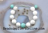 CGB6937 12mm round white howlite & sea sediment jasper adjustable bracelets