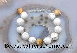 CGB6938 12mm round white howlite & golden tiger eye adjustable bracelets