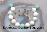 CGB6943 12mm round white howlite & amazonite adjustable bracelets