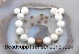 CGB6949 12mm round white howlite & bronzite adjustable bracelets