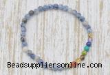 CGB7011 7 chakra 4mm blue spot stone beaded meditation yoga bracelets