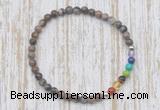 CGB7017 7 chakra 4mm grey opal beaded meditation yoga bracelets