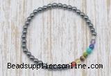 CGB7020 7 chakra 4mm hematite beaded meditation yoga bracelets