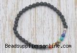 CGB7021 7 chakra 4mm black lava beaded meditation yoga bracelets