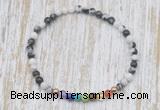 CGB7076 7 chakra 4mm black & white jasper beaded meditation yoga bracelets