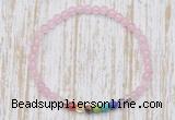 CGB7087 7 chakra 4mm rose quartz beaded meditation yoga bracelets