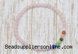 CGB7093 7 chakra 4mm pink morganite beaded meditation yoga bracelets