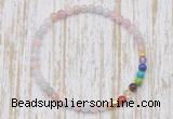 CGB7094 7 chakra 4mm morganite beaded meditation yoga bracelets