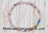 CGB7095 7 chakra 4mm strawberry quartz beaded meditation yoga bracelets