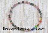 CGB7096 7 chakra 4mm tourmaline beaded meditation yoga bracelets