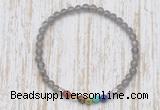 CGB7104 7 chakra 4mm grey moonstone beaded meditation yoga bracelets