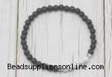 CGB7126 4mm black lava & white howlite beaded meditation yoga bracelets