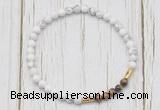 CGB7127 4mm white howlite & yellow tiger eye beaded meditation yoga bracelets