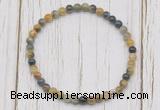 CGB7201 4mm tiny golden & blue tiger eye beaded meditation yoga bracelets