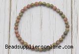 CGB7219 4mm tiny unakite beaded meditation yoga bracelets