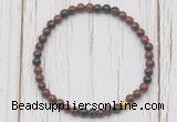 CGB7259 4mm tiny mahogany obsidian beaded meditation yoga bracelets