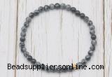 CGB7260 4mm tiny snowflake obsidian beaded meditation yoga bracelets