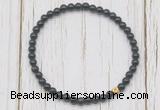 CGB7262 4mm tiny black obsidian beaded meditation yoga bracelets