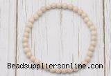 CGB7265 4mm tiny white fossil jasper beaded meditation yoga bracelets