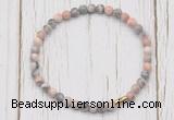 CGB7269 4mm tiny pink zebra jasper beaded meditation yoga bracelets