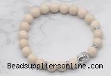 CGB7350 8mm white fossil jasper bracelet with buddha for men or women