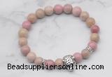 CGB7351 8mm pink wooden jasper bracelet with tiger head for men or women