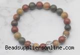 CGB7354 8mm picasso jasper bracelet with skull for men or women