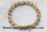 CGB7357 8mm picture jasper bracelet with skull for men or women