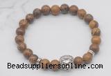 CGB7362 8mm elephant skin jasper bracelet with lion head for men or women