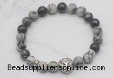 CGB7370 8mm black water jasper bracelet with lion head for men or women