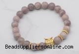 CGB7372 8mm lepidolite bracelet with owl head for men or women