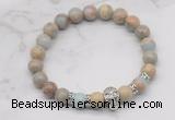 CGB7374 8mm serpentine jasper bracelet with skull for men or women