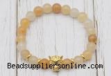 CGB7383 8mm yellow aventurine bracelet with leopard head for men or women