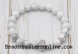 CGB7390 8mm white howlite bracelet with skull for men or women