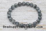 CGB7422 8mm eagle eye jasper bracelet with skull for men or women