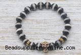 CGB7431 8mm Tibetan agate bracelet with skull for men or women