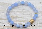 CGB7439 8mm blue banded agate bracelet with skull for men or women