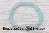 CGB7440 8mm sea blue banded agate bracelet with leopard head for men or women