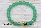 CGB7448 8mm green agate bracelet with owl head for men or women