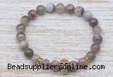 CGB7459 8mm Botswana agate bracelet with skull for men or women