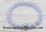 CGB7460 8mm blue lace agate bracelet with leopard head for men or women